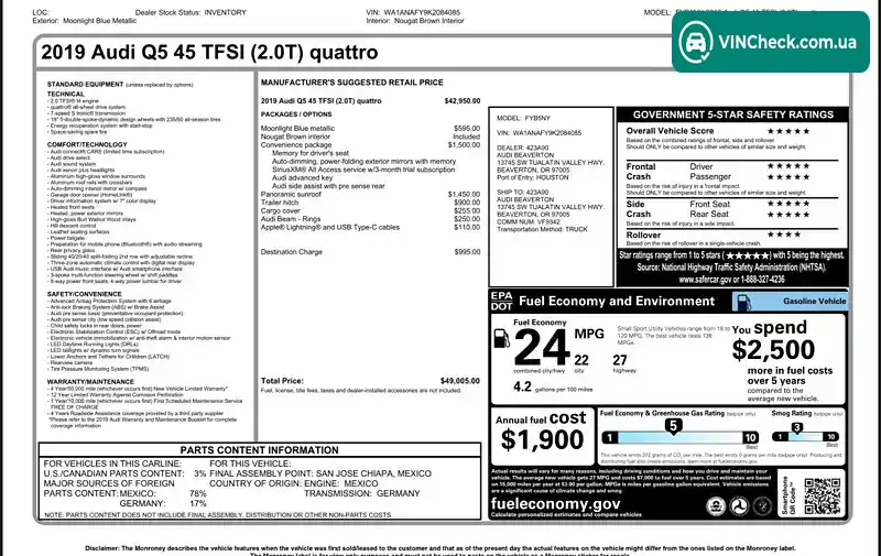 Audi Q5 2019, фото з оголошення 2 з 20, VIN WA1ANAFY9K2084085