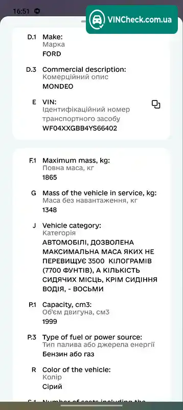 Ford Mondeo 2000, фото з оголошення 2 з 20, VIN WF04XXGBB4YS66402
