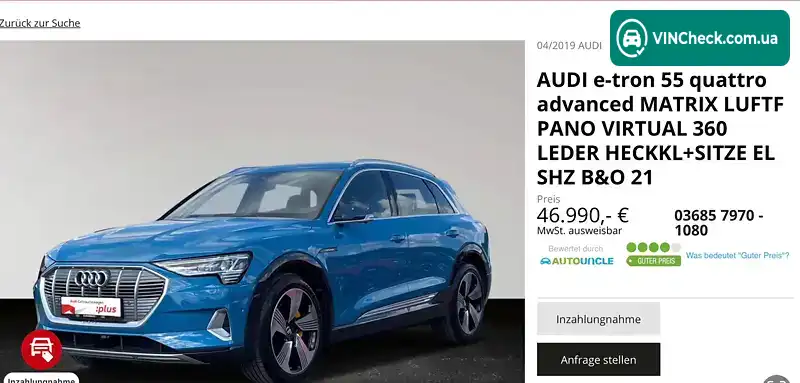 Audi e-tron 2019, фото з оголошення 1 з 17, VIN WAUZZZGE8KB005342