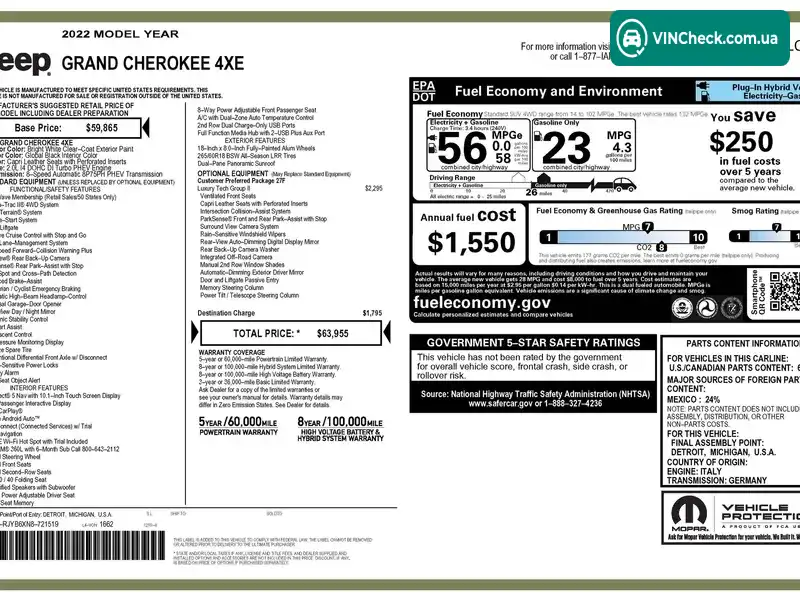 Jeep Grand Cherokee 2022, фото з оголошення 2 з 20, VIN 1C4RJYB6XN8721519
