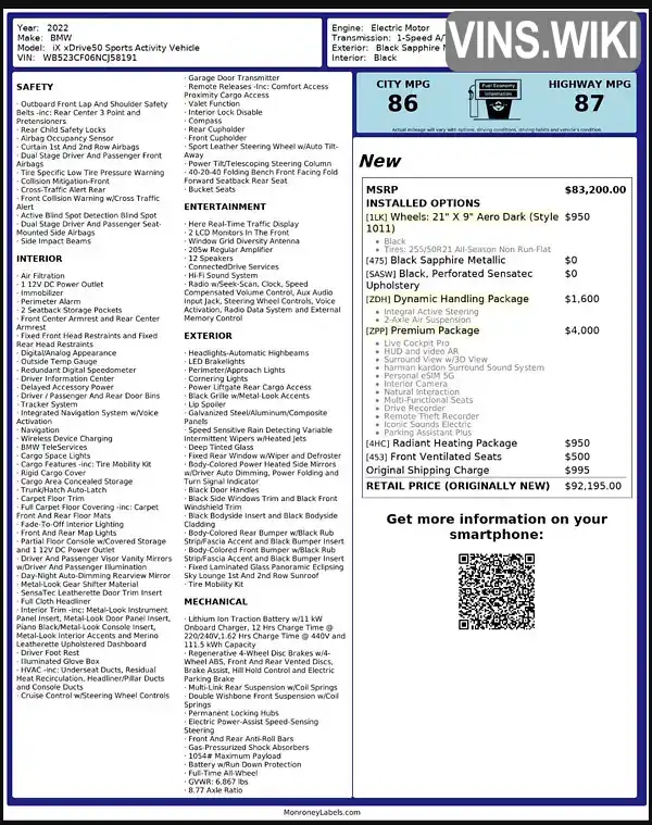 BMW iX 2022, фото з оголошення 2 з 21, VIN WB523CF06NCJ58191