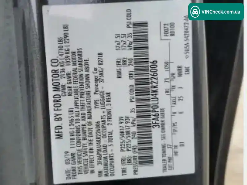 Ford Fusion 2019, фото з оголошення 2 з 16, VIN 3FA6P0LU4KR226006