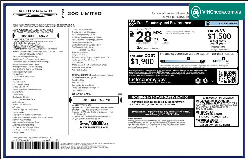 Chrysler 200 2015, фото з оголошення 2 з 20, VIN 1C3CCCAB6FN579422
