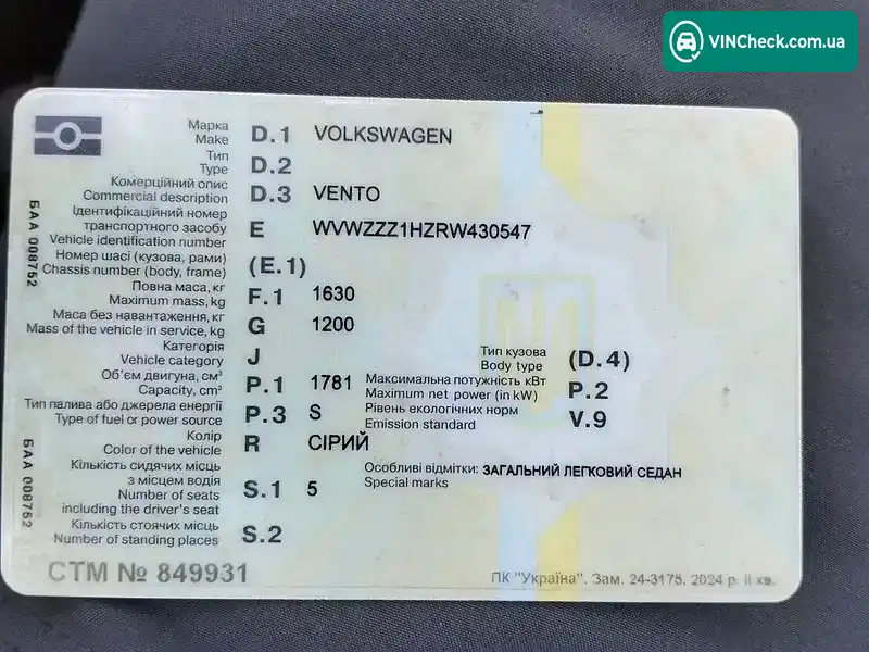 Volkswagen Vento 1994, фото з оголошення 1 з 20, VIN WVWZZZ1HZRW430547