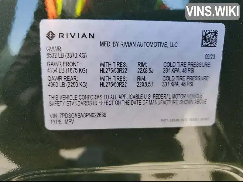 Rivian R1S 2023, фото з оголошення 2 з 21, VIN 7PDSGABA8PN022639